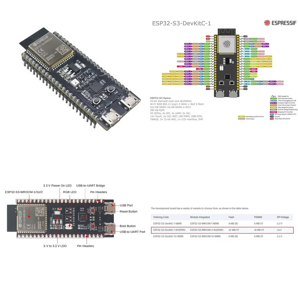 Esp32 - Placa de Desenvolvimento Espressif ESP32-S3-DevKitC-1, com