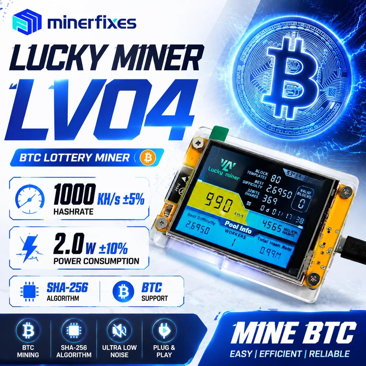Lucky Miner LV04 NerdMiner V2  - Espressif Esp32 avaliação e preço